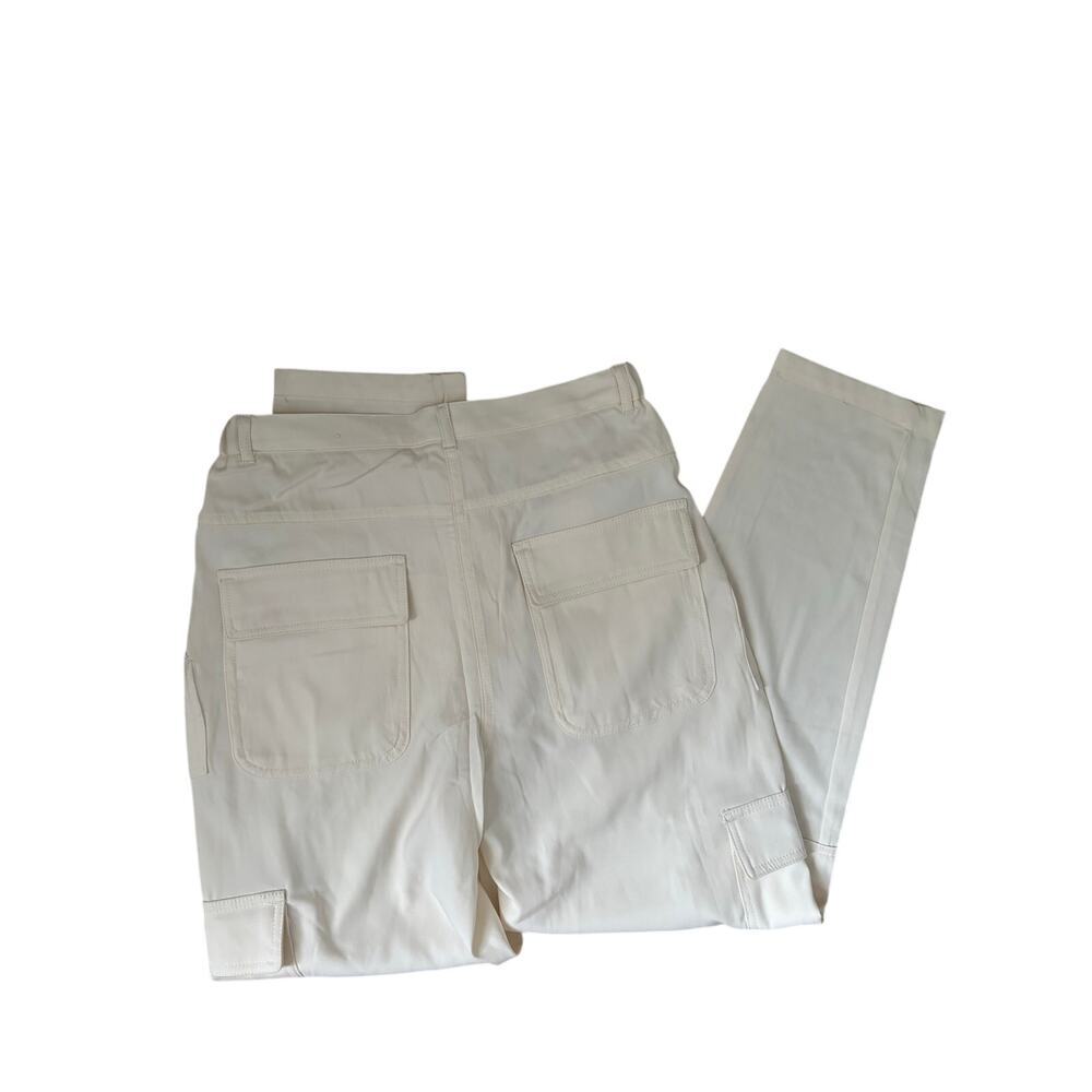 NWT Max Studio London Ivory Cargo Utility Pants Relaxed Tapered Casual Trousers - Picture 7 of 7